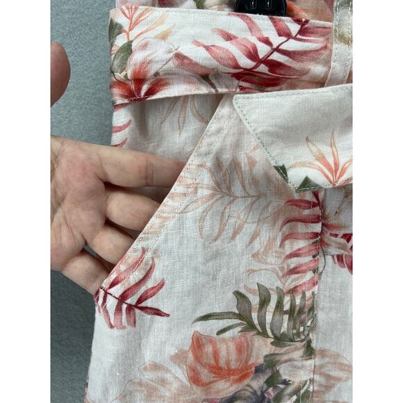 GUESS‎ Shorts Womens XL Pink Slash Pockets Belted Floral High Waist Linen Blend - Picture 6 of 12